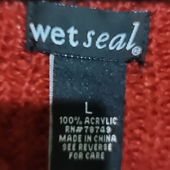 Wet Seal Red Burgundy Women's Distress Sweater Sz Large - Picture 6 of 6